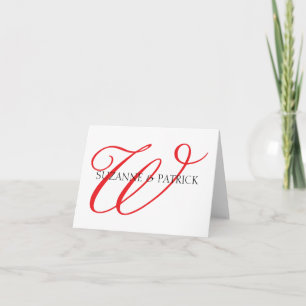 Script W Monogram Notecard (Red / Black)