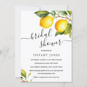 Script Watercolor Lemon Bridal Shower  Invitation