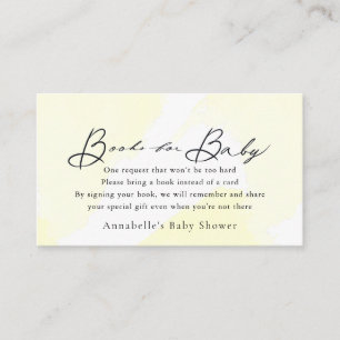 Script Watercolor Yellow Baby Shower Book Request Enclosure Card
