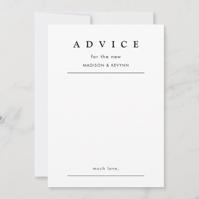 Script Wedding Advice Card (Front)