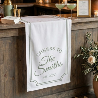 Script Wedding Bar Sign Sage Green Name Banner