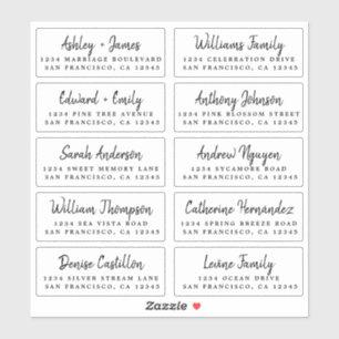 Script Wedding Guest Address Labels