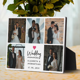 Script Wedding Memories Heart Couple Photo Collage Plaque