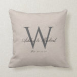 SCRIPT WEDDING MONOGRAM | Linen Photo Keepsake Cushion<br><div class="desc">The Script Wedding Monogram is a simple design in light linen, featuring your wedding initial in an elegant script typography, overwritten with your names and wedding date in a classical font, and your favourite wedding photograph on the back. This relaxed, country style will work with many different interior decor themes,...</div>