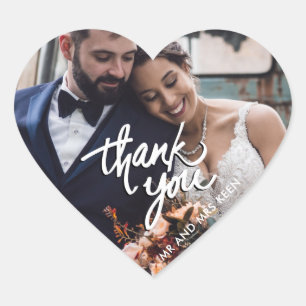 Script Wedding Photo Thank You Favour Heart Sticker