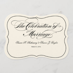 Script Wedding Program DIY Fan - Black Off White Programme