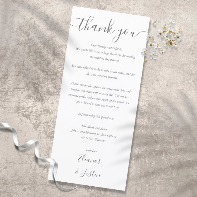 Script Wedding Reception Thank You Place Card (Creator Uploaded)