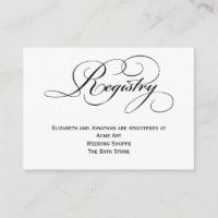 Script Wedding Registry Information Card