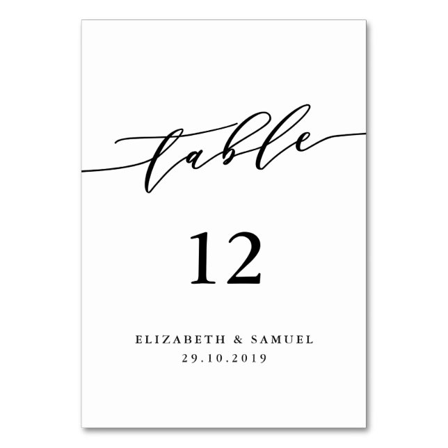 Script Wedding Table Number (Front)