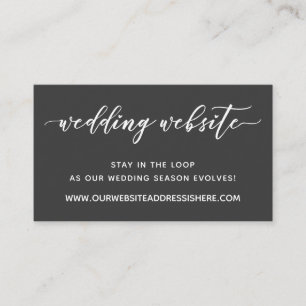 Script Wedding Website Details, Dark Grey & White Enclosure Card
