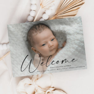 Script Welcome Baby Photo Birth Announcement