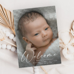 Script Welcome Baby Photo Birth Announcement