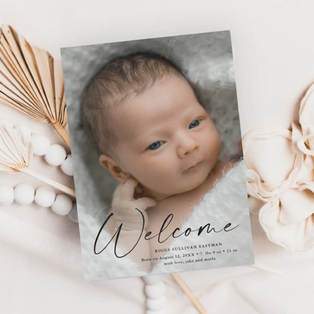 Script Welcome Baby Photo Birth Announcement (Creator Uploaded)