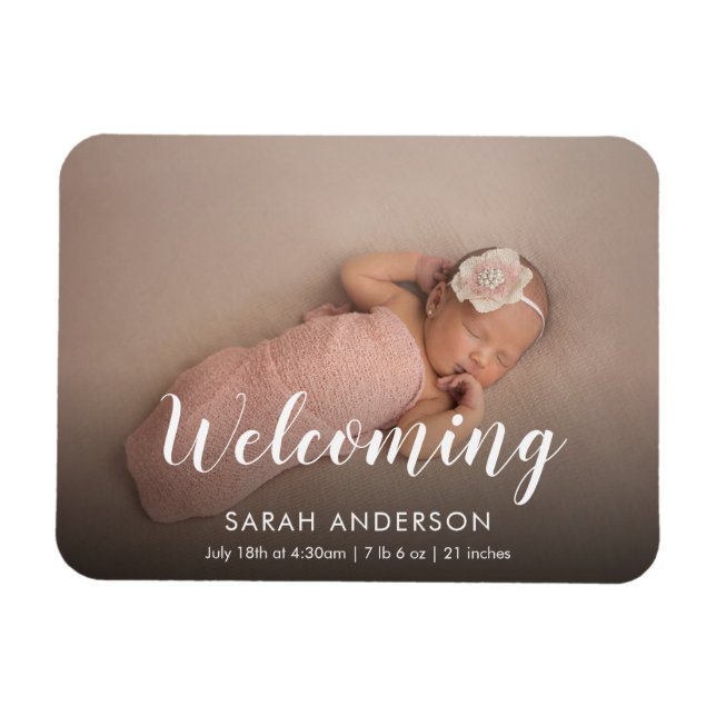 Script Welcome Baby Photo Magnet (Horizontal)