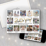 Script What a Year! 12 Photo Collage Gold & White Holiday Card<br><div class="desc">What a year to remember! Send stylish joyful greetings and share 12 of your favourite pictures with a cutom 5x7 photo collage holiday card. (IMAGE PLACEMENT TIP: An easy way to centre a photo exactly how you want is to crop it before uploading to the Zazzle website.) Text on this...</div>