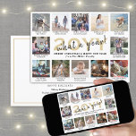 Script What a Year! 12 Photo Collage Gold & White Holiday Card<br><div class="desc">What a year to remember! Send stylish joyful greetings and share 12 of your favourite pictures with a cutom 5x7 photo collage holiday card. (IMAGE PLACEMENT TIP: An easy way to centre a photo exactly how you want is to crop it before uploading to the Zazzle website.) Text on this...</div>