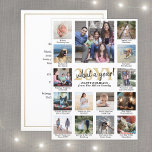 Script What a Year! 15 Photo Collage Gold & White Holiday Card<br><div class="desc">What a year to remember! Send stylish joyful greetings and share 15 of your favorite pictures with a custom 5x7 photo collage holiday card. (IMAGE PLACEMENT TIP: An easy way to center a photo exactly how you want is to crop it before uploading to the Zazzle website.) Text on this...</div>