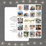 Script What a Year! 18 Photo Collage & Captions Foil Holiday Card<br><div class="desc">What a year to remember! Send stylish joyful greetings and share 18 of your favourite pictures with a custom 5x7 photo collage gold foil holiday card. Text on this template is simple to personalise to include any wording such as Merry Christmas, Happy Holidays, Seasons Greetings, New Years Cheers, etc. (IMAGE...</div>