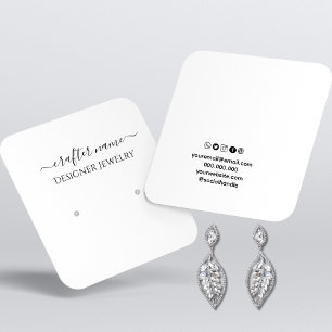Script White Classic and Chic Jewellery Display Ca Square Business Card