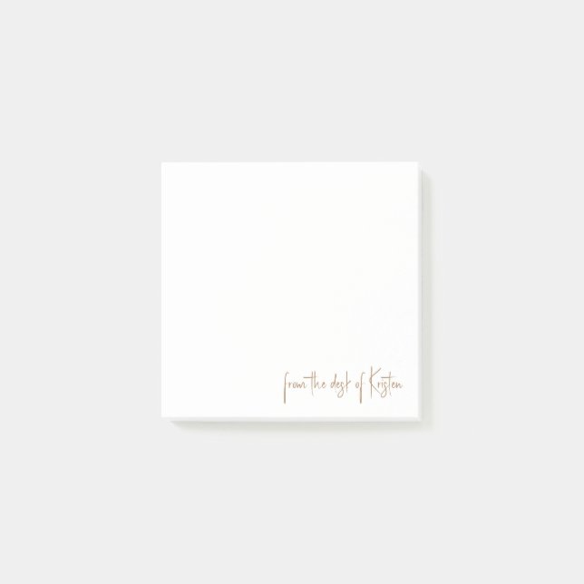 Script White & Gold From the Desk of Custom Name Post-it Notes (Front)