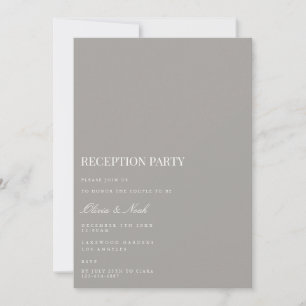 Script White & Grey Reception Invitation Card