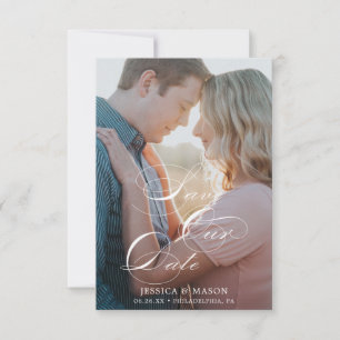 Script White Save the Date Card - Save The Dates