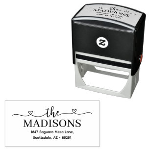 Script with Heart Address Wedding Self-inking Stamp