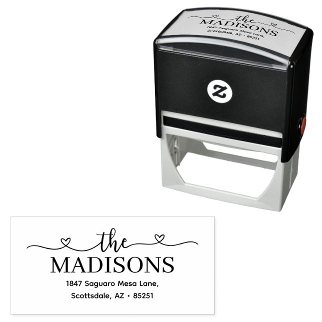 Script with Heart Address Wedding Self-inking Stamp (In Situ)