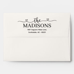Script with Hearts Elegant Ivory Wedding Envelope
