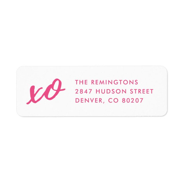 Script XO Valentine's Day Mailing Label - Pink (Front)