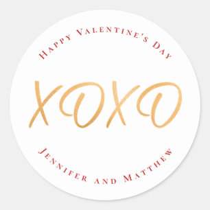 Script XOXO Happy Valentine's Day Holiday Classic Round Sticker