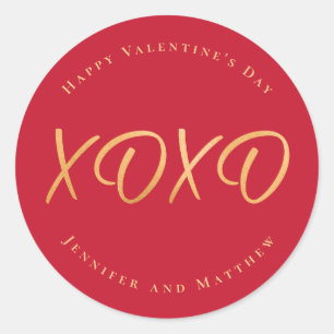 Script XOXO Happy Valentine's Day Holiday Classic Round Sticker