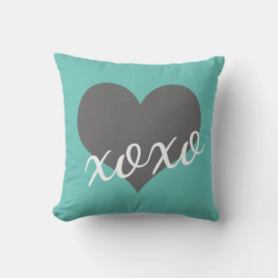 script XOXO on grey heart Cushion