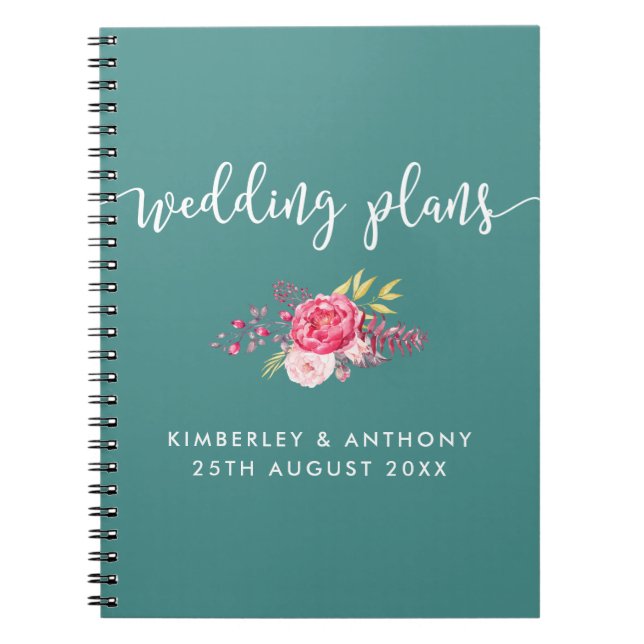 Scripted and Floral Wedding Planning Notebook (Front)