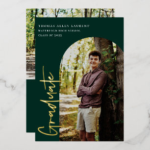 Scripted Arch Photo Graduation Foil Invitation