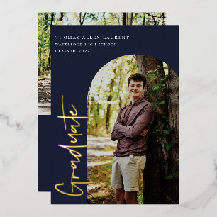 Scripted Arch Photo Graduation Foil Invitation