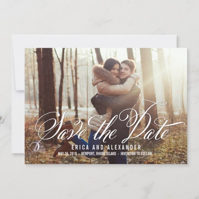 Scripted Beauty Save The Date Card (Front)
