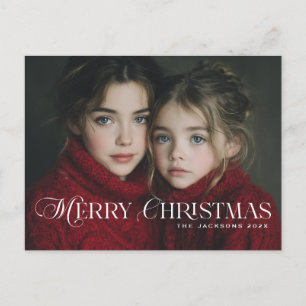 Scripted Chic Merry Christmas Design Holiday Postcard