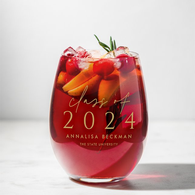 Scripted Class | Personalised 2025 Graduation Stemless Wine Glass (Creator Uploaded)