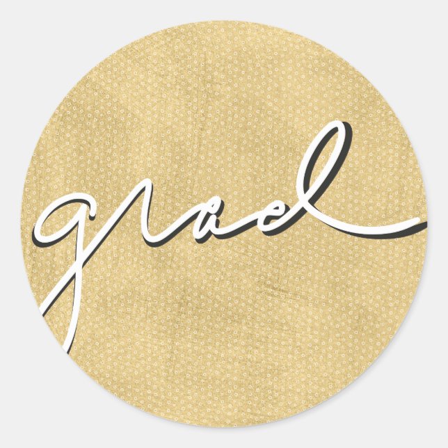 Scripted Grad Gold Classic Round Sticker (Front)