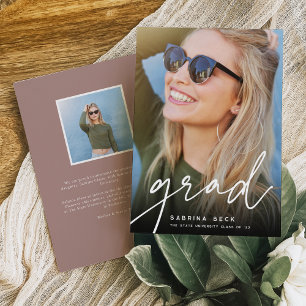 Scripted Grad Photo Graduation Announcement