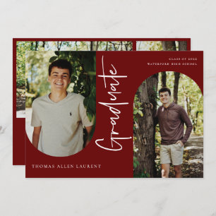 Scripted Graduate Arched Frame 4 Photo Invitation