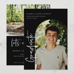 Scripted Graduation Arched Frame Photo Invitation