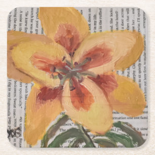 Scripted Lily Square Paper Coaster