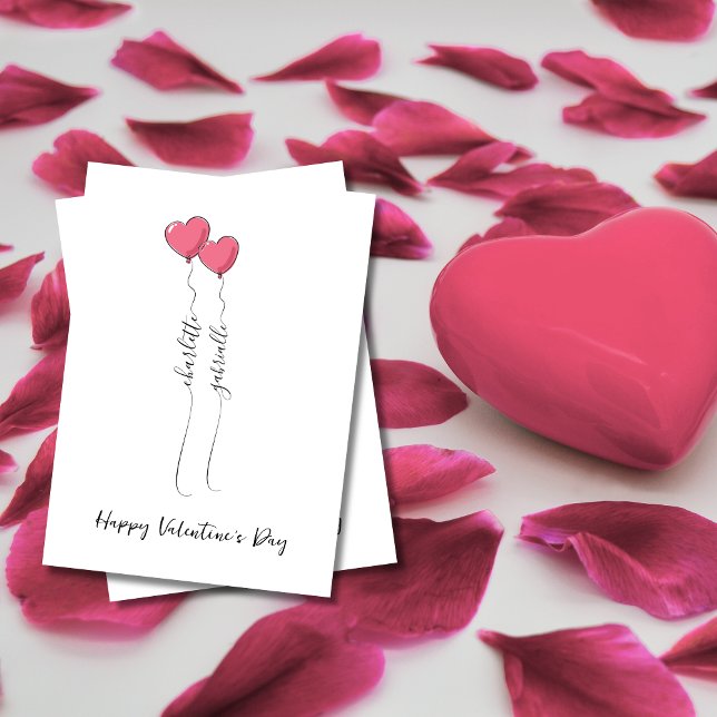 Scripted Name With Heart Balloon Valentine's Day  Holiday Card (Creator Uploaded)