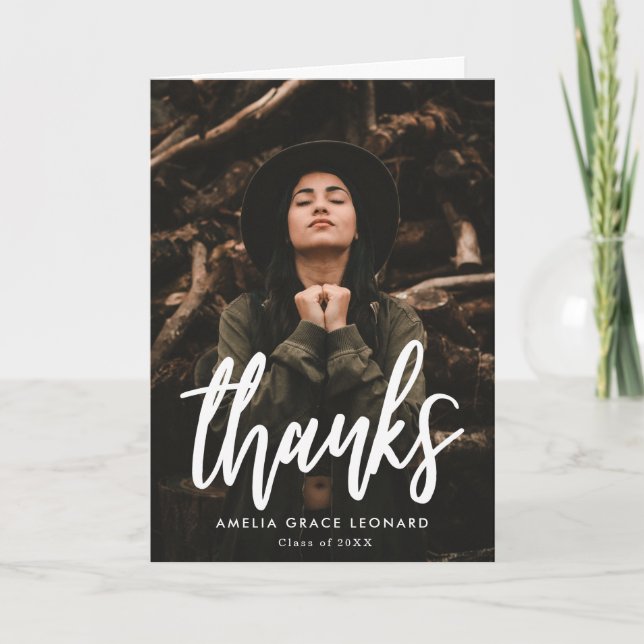 Scripted Photo Graduation Thank You Card (Front)