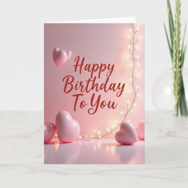 Scripted Pink Birthday Card (Front)