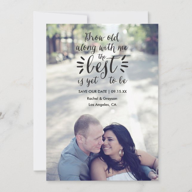 Scripted Quote Save The Date Photo Announcement (Front)