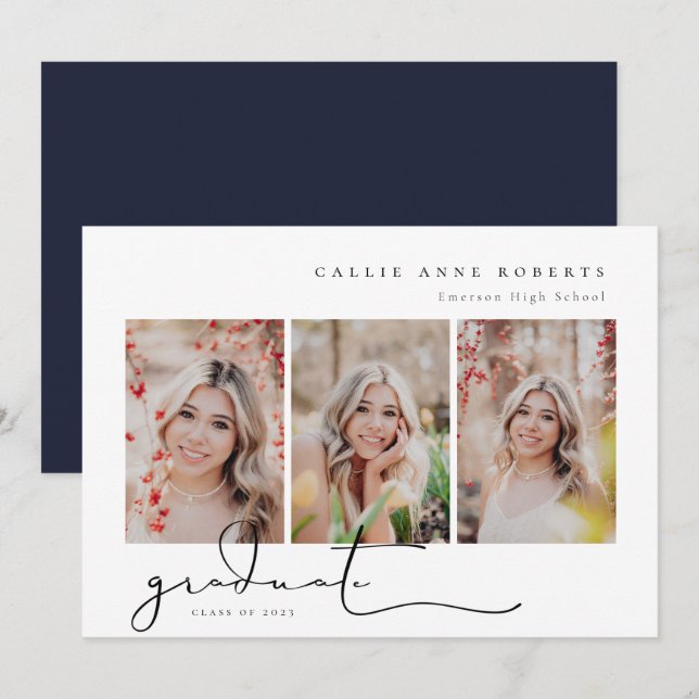 Scripted Snapshot Graduation Photo Announcement (Front/Back)