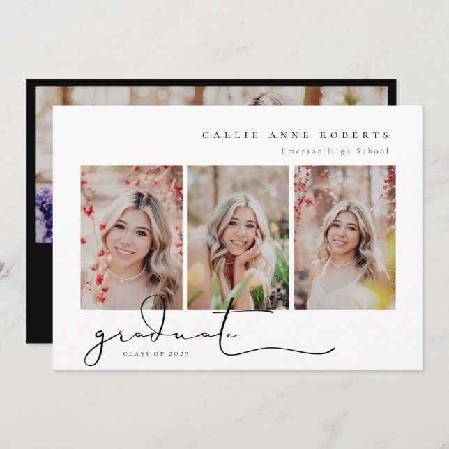 Scripted Snapshot Graduation Photo Invitation (Front/Back)